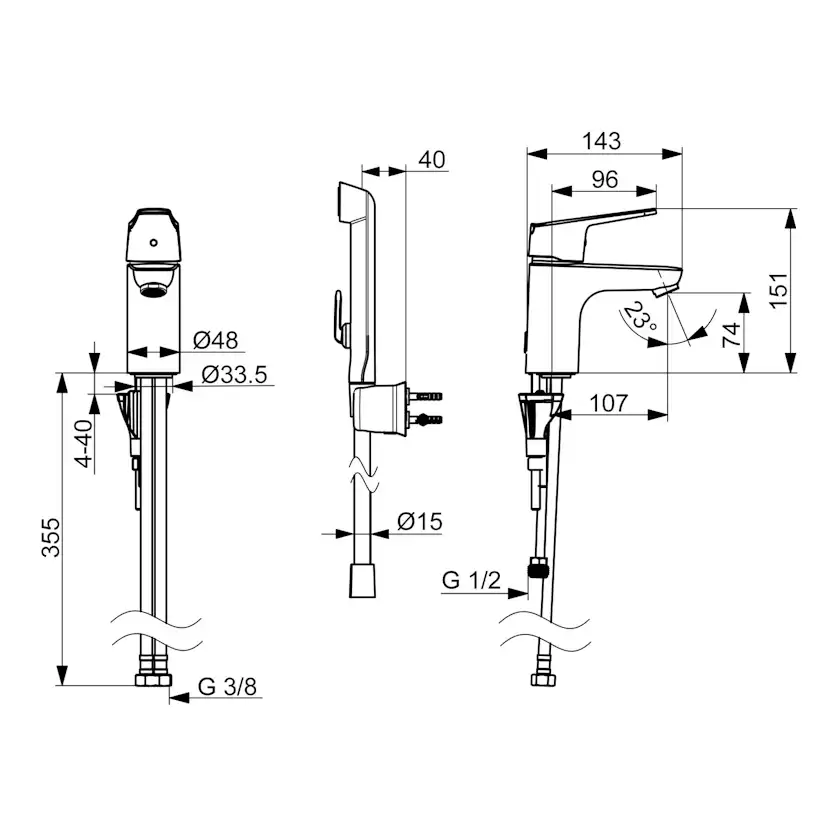 Tvättställsblandare Oras Vega 1812FG med Bidetta Handdusch