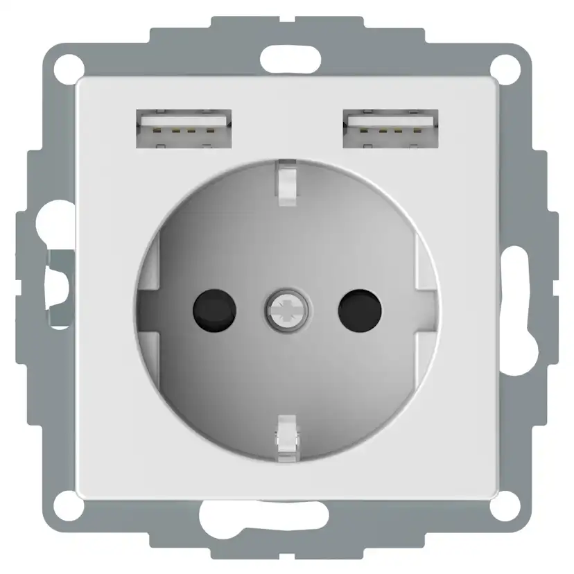 Vägguttag Schneider Electric Exxact 2xUSB