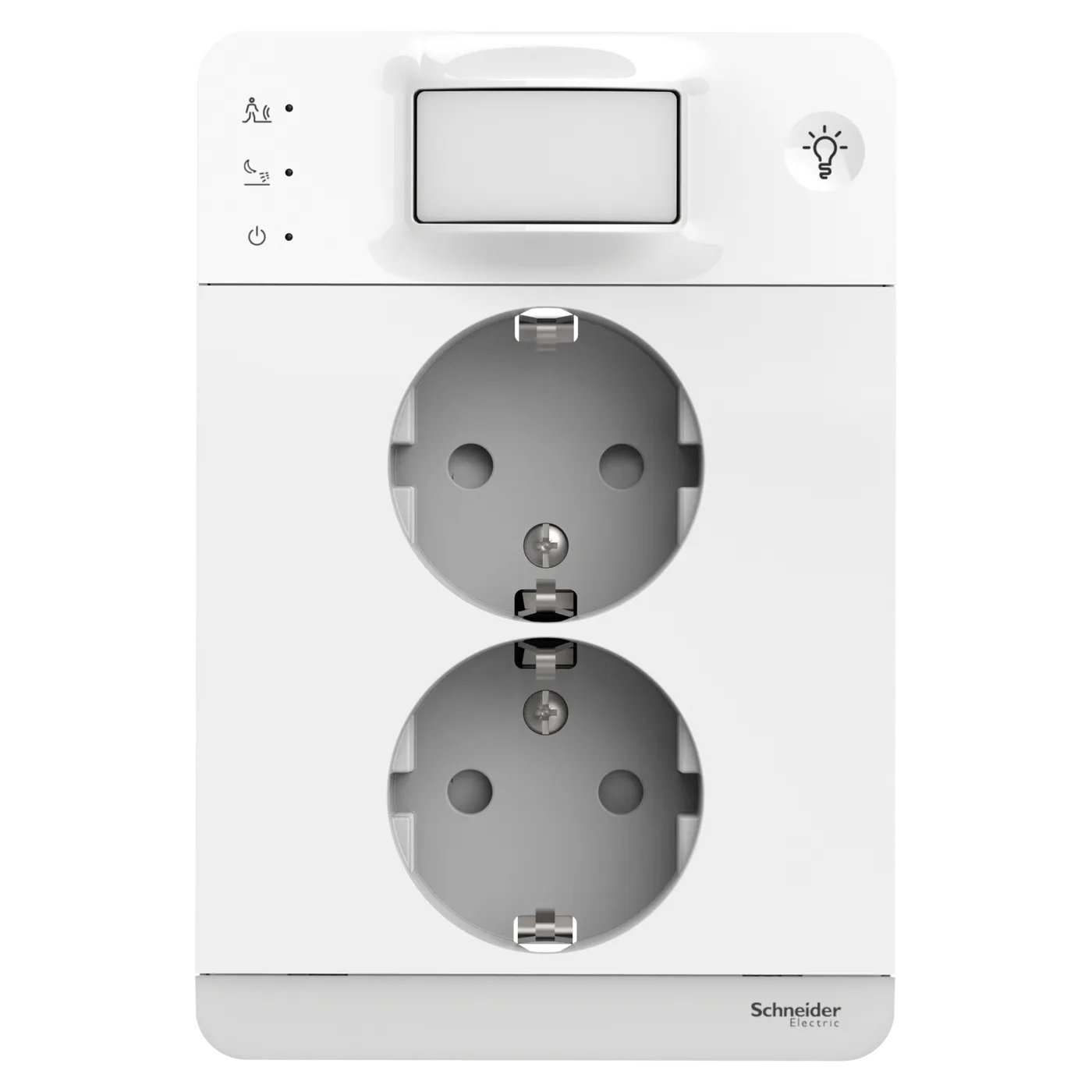 Vägguttag Schneider Electric Exxact Infälld 2-vägs Rörelsedetektor Orienteringsljus 16A IP21 Snabbanslutning Vit