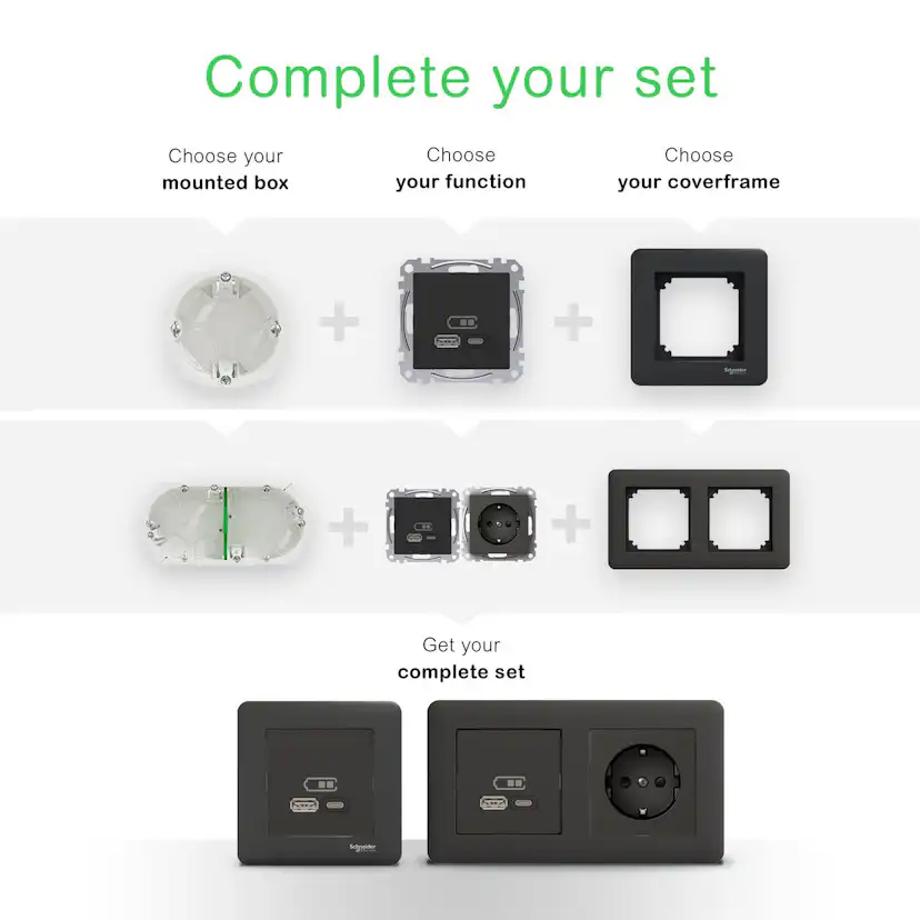 Ram 2-fack Schneider Electric Exxact Primo för Lodrät/Vågrät Montering med Bortbrytbar Mellandel Vit