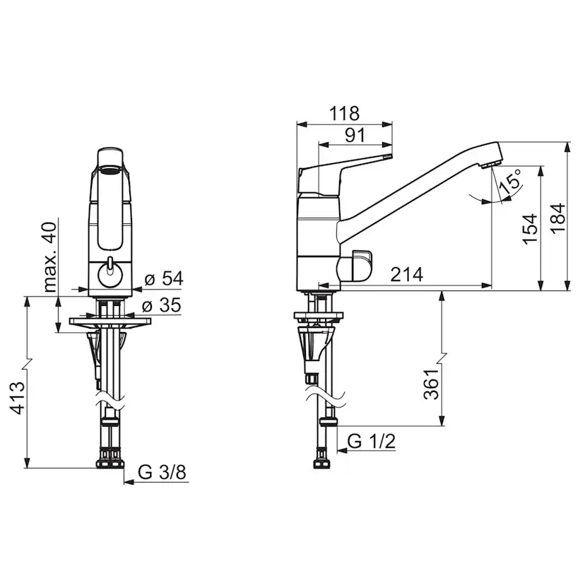 Köksblandare Oras Vega med Låg Pip