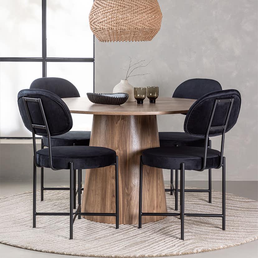 Matgrupp Venture Home Lanzo Runt Matbord Ø120 cm & 6 Stella Stolar