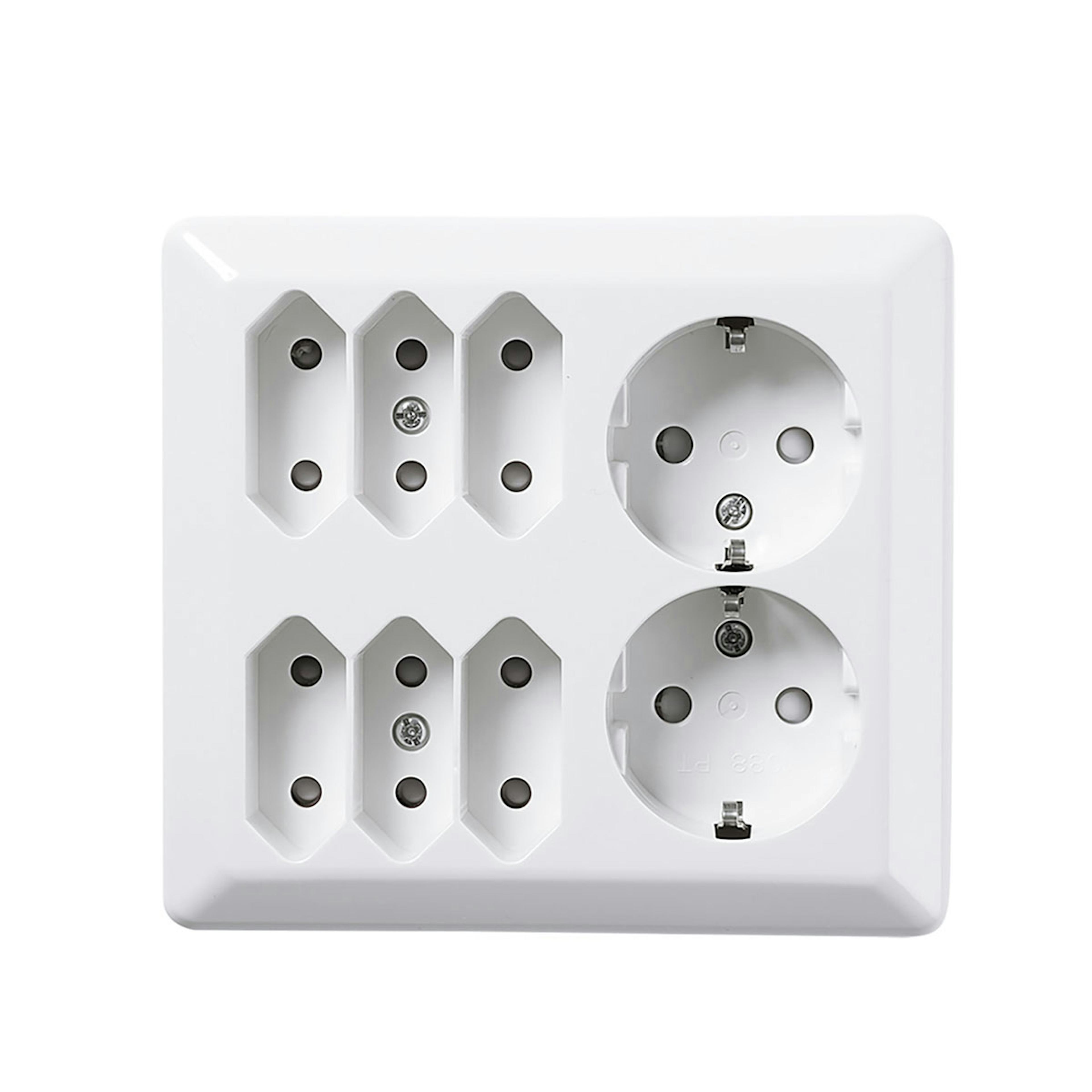 Vägguttag Elko 6+2-Vägs RS Renvit