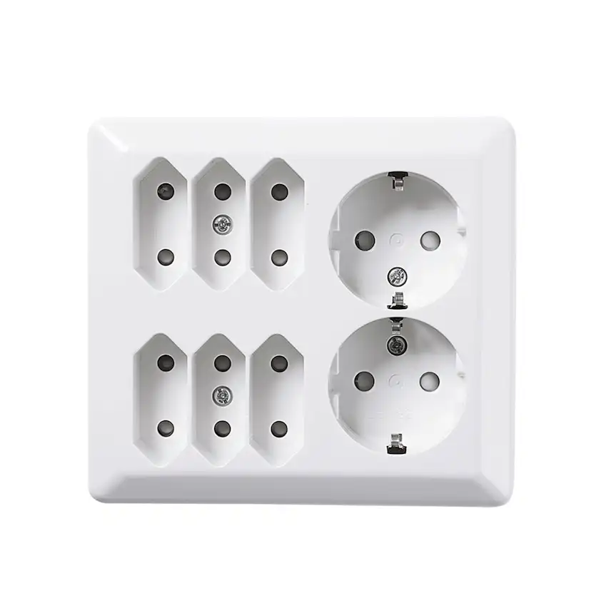 Vägguttag Elko 6+2-Vägs RS Renvit