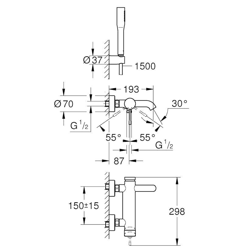 Dusch- och Badkarsblandare Grohe Essence 150 cc
