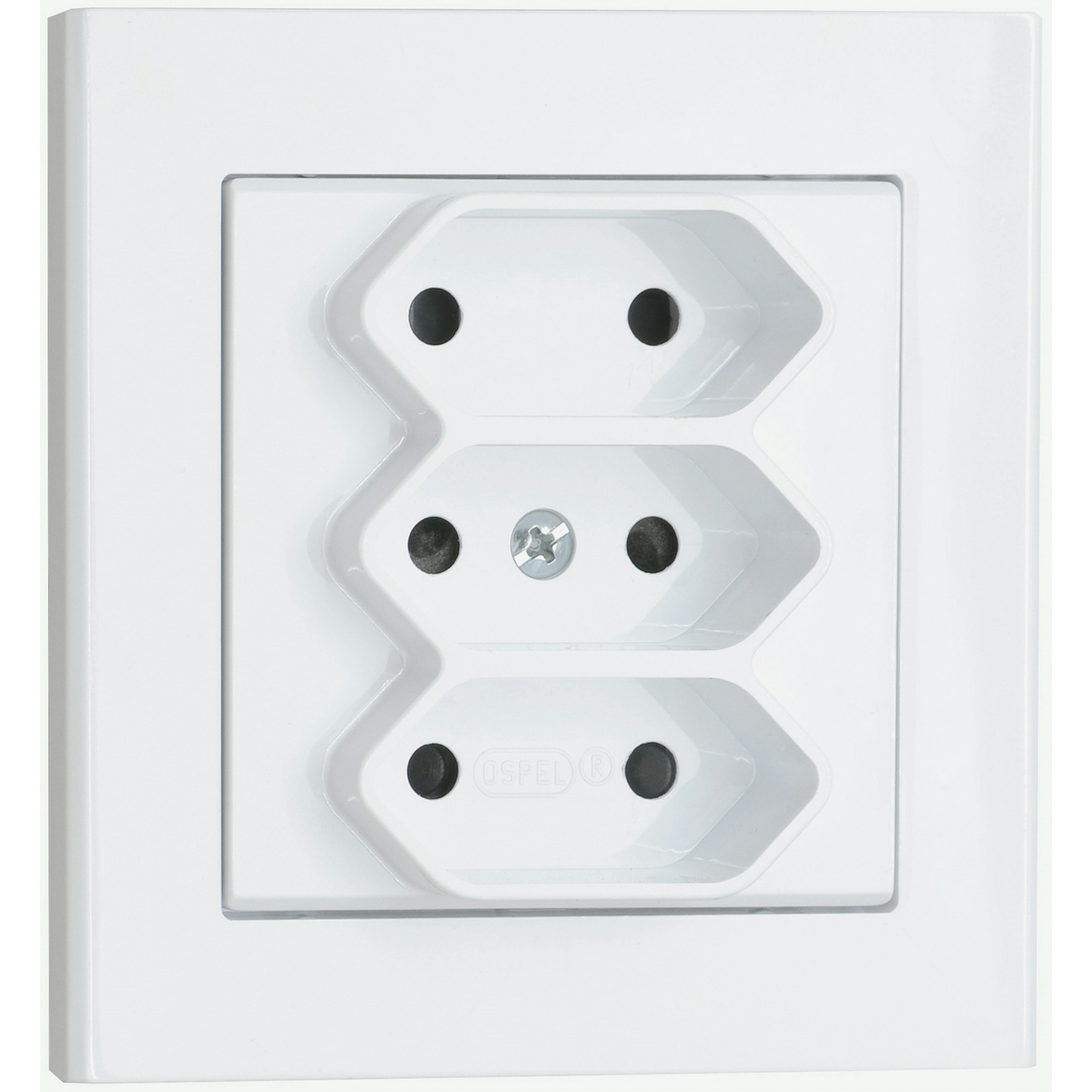 Vägguttag Malmbergs Optima 3-V Euro Vit med Skruvanslutning