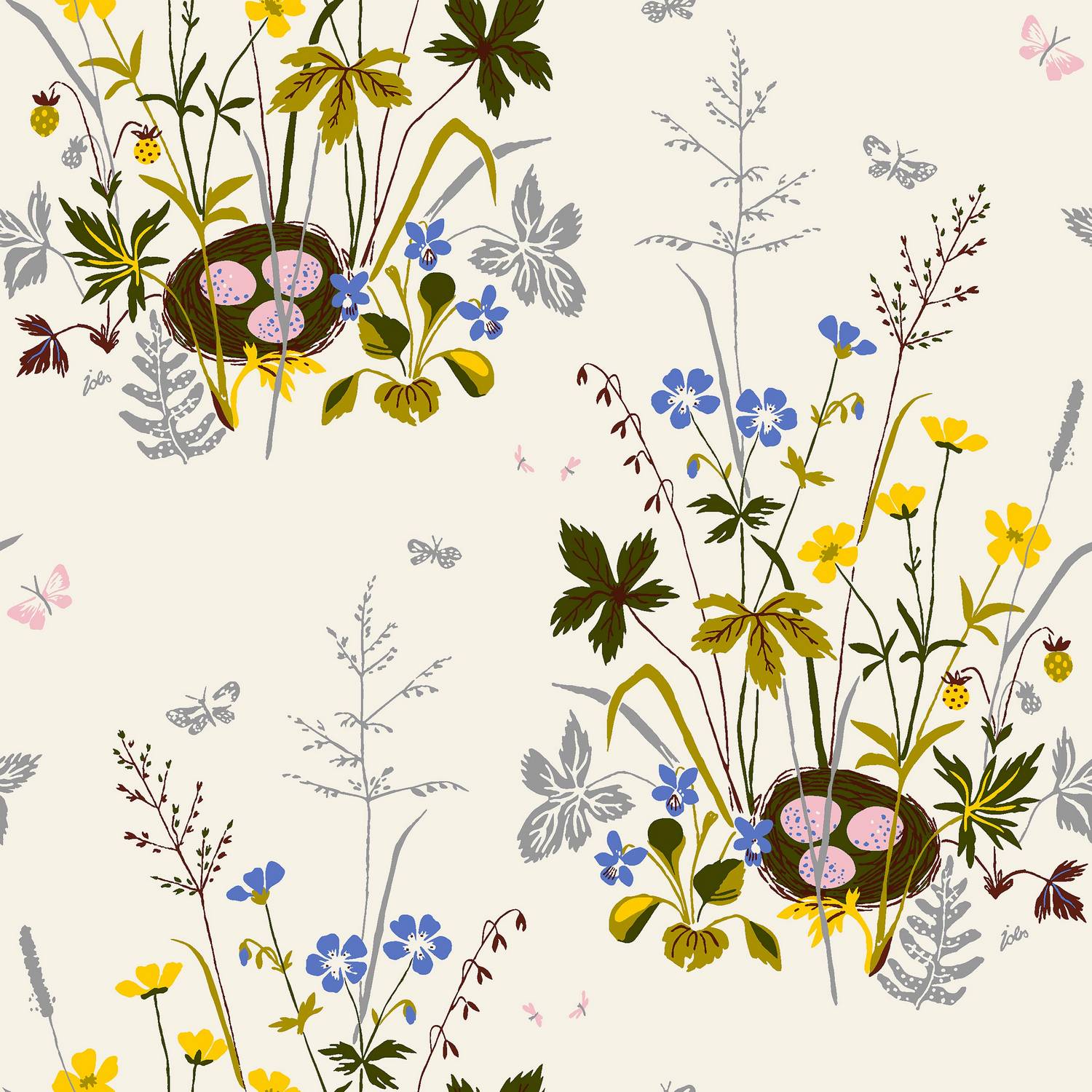 Tapet Boråstapeter Lisbet Jobs Fågelbo 1961