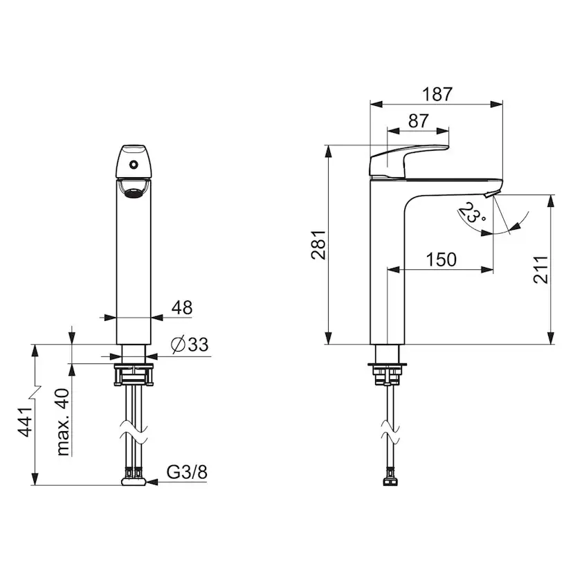 Tvättställsblandare Oras Safira 1006F Hög