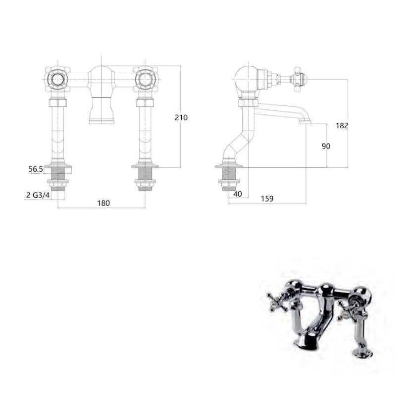 Badkarsblandare Imperial Lichfield för Sargmontage