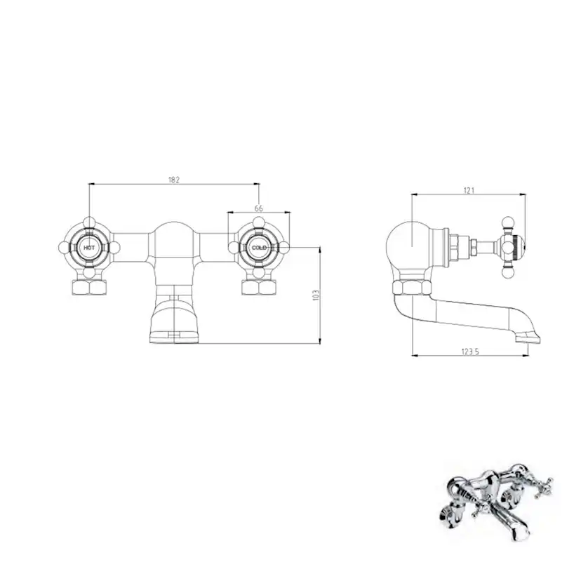 Badkarsblandare Imperial Lichfield för Väggmontage