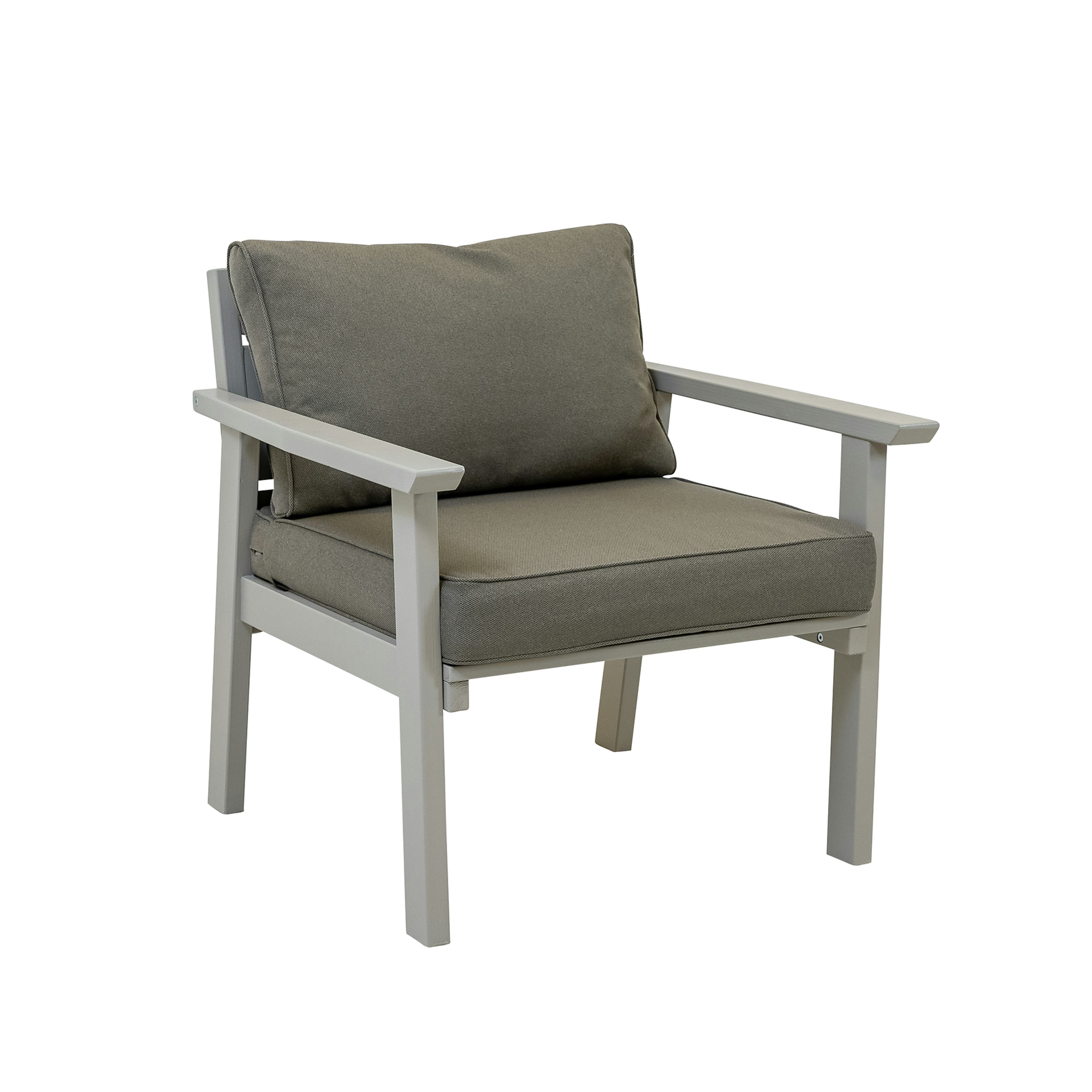 Träfåtölj ute Eden Wood Ransvik inkl Dynor Greige