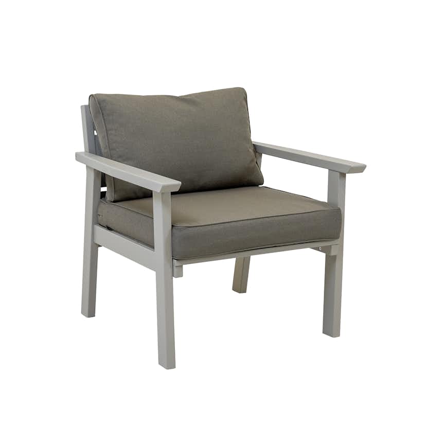 Träfåtölj ute Eden Wood Ransvik inkl Dynor Greige