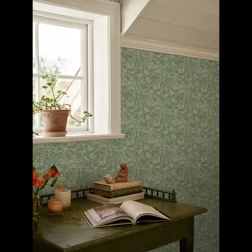 Tapet Duro Lilla Dockekulla Gammalsvenska Mönstrade Tapeter Classic Paper Grön