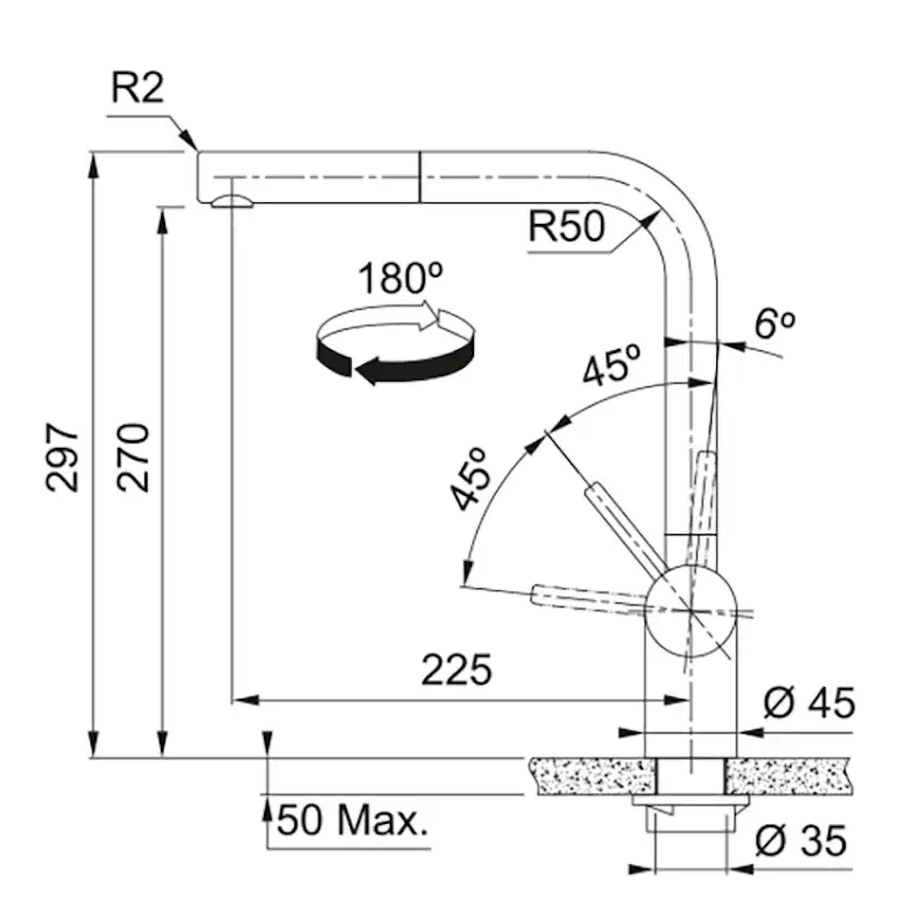 Köksblandare Franke Atlas Neo Med Utdragbar Pip och Laminar flow