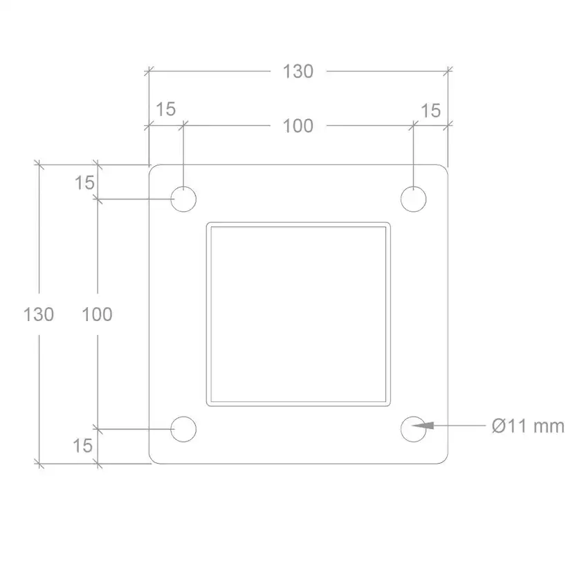 Stålstolpe PLUS Med Fot inkl. Stolpskydd/Bultar 8x8 cm