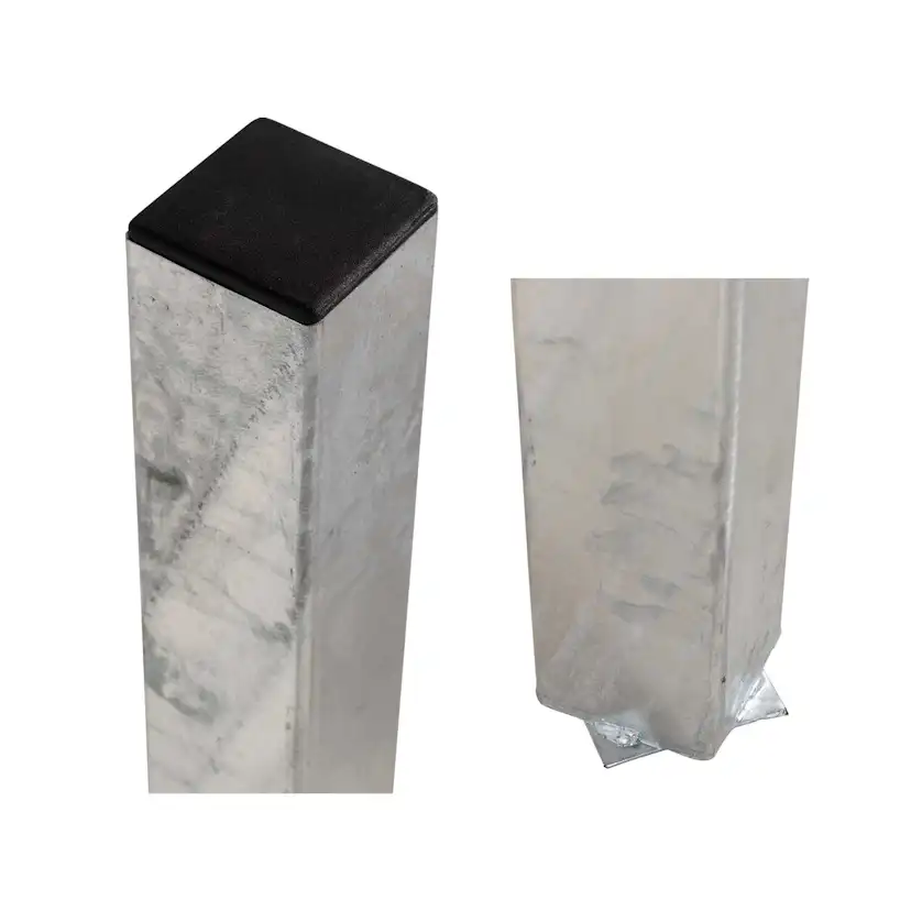 Stålstolpe 8x8x186 cm - till nedgrävning - inkl. 1 st. stolphatt