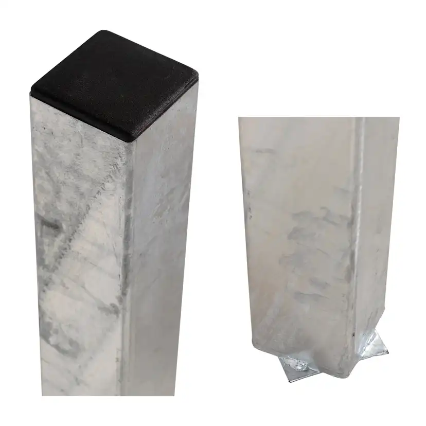 Stålstolpe 8x8x268 cm - till nedgrävning - inkl. 1 st. stolphatt