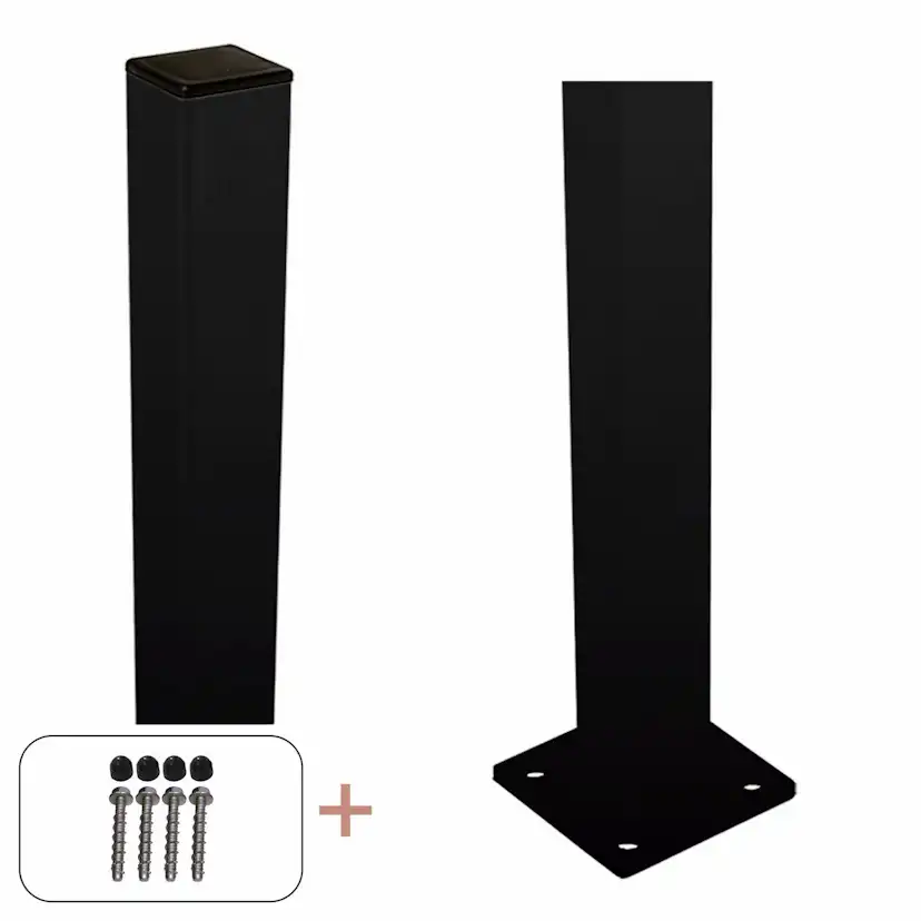 Stålstolpe PLUS Med Fot Svart
