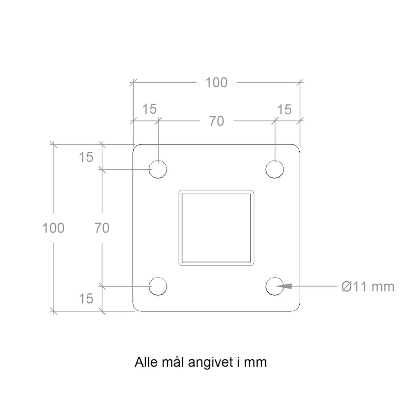 Stålstolpe PLUS för Räcke 45x45 Varmgalvaniserad