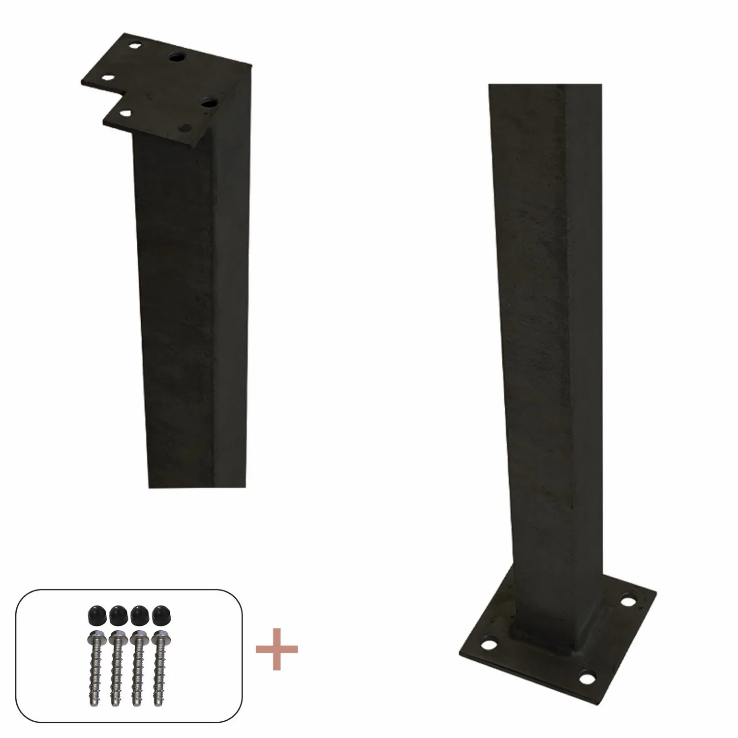 Hörnstolpe PLUS Stål Med Fot För Räcke inkl. Bultar/Mutter Svart