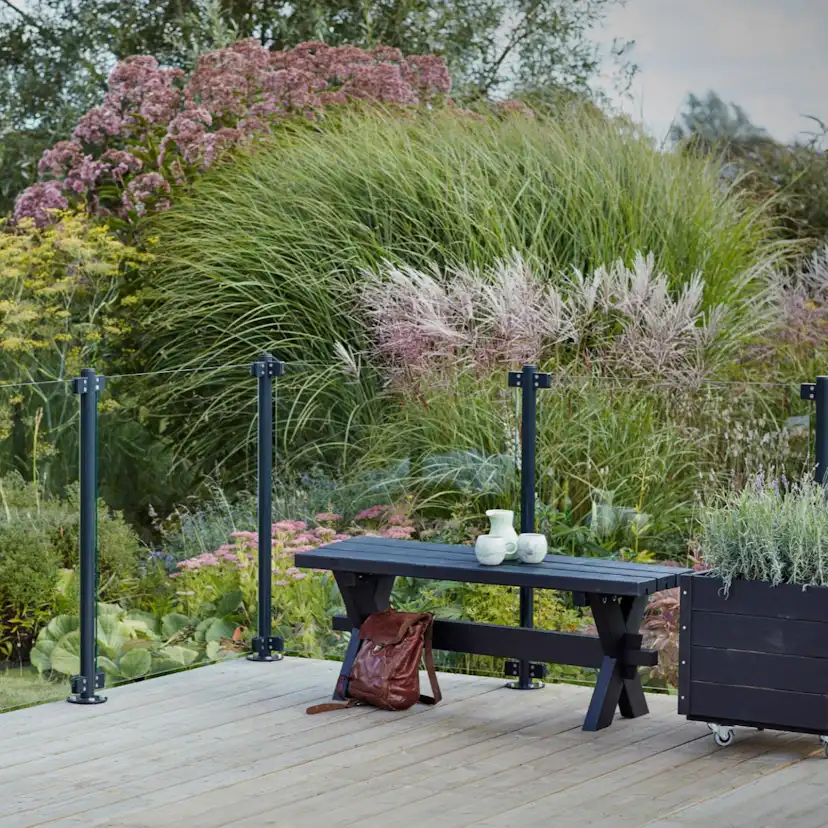 Stålstolpe PLUS Runda Med Fot Gråsvart