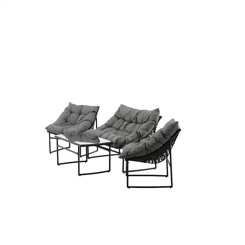 Loungeset Venture Home Ture Soffgrupp Svart med Dynor Utomhus