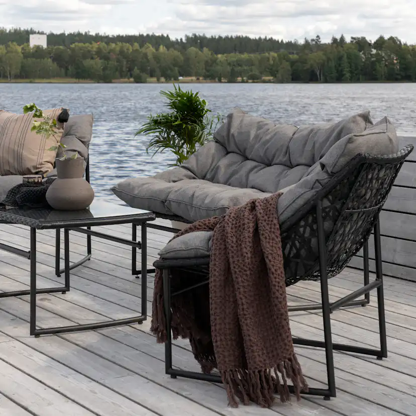 Loungeset Venture Home Ture Soffgrupp Svart med Dynor Utomhus