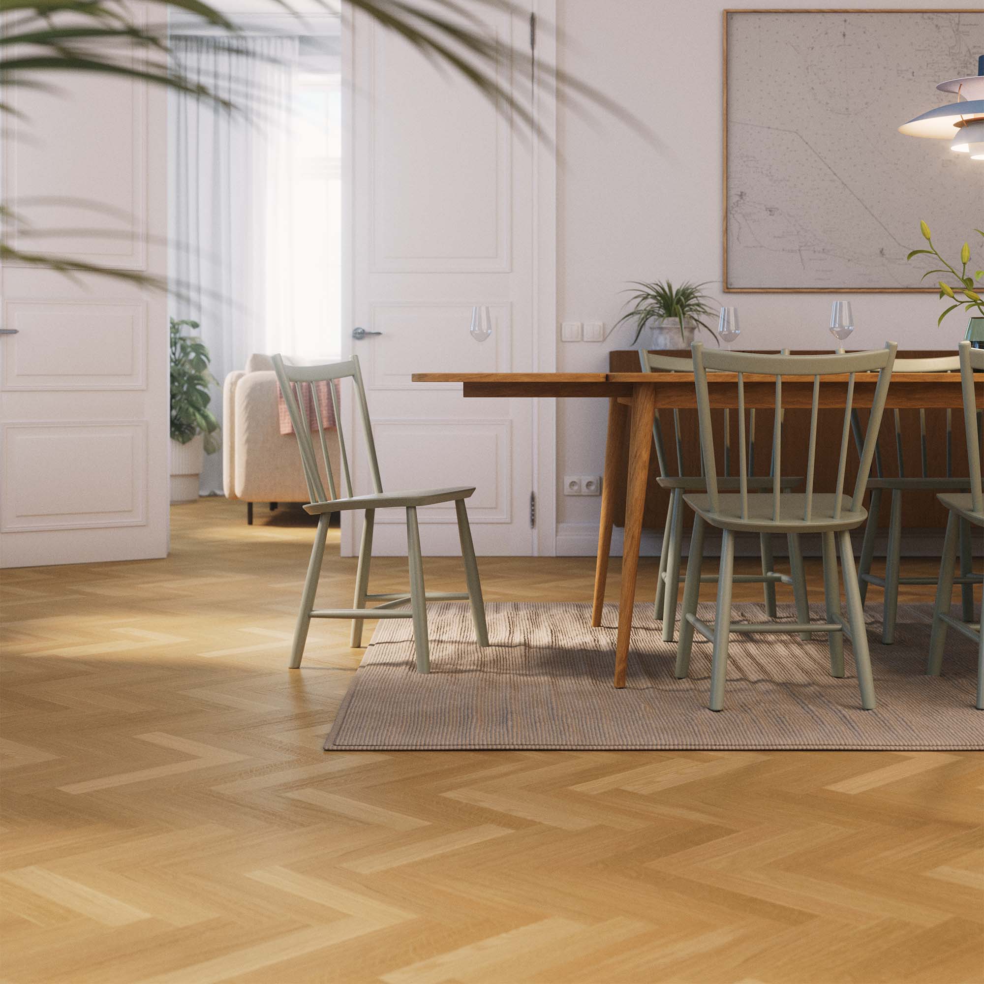 Trägolv Bjelin Härdad EK Stockholm Classic Fiskben Naturell