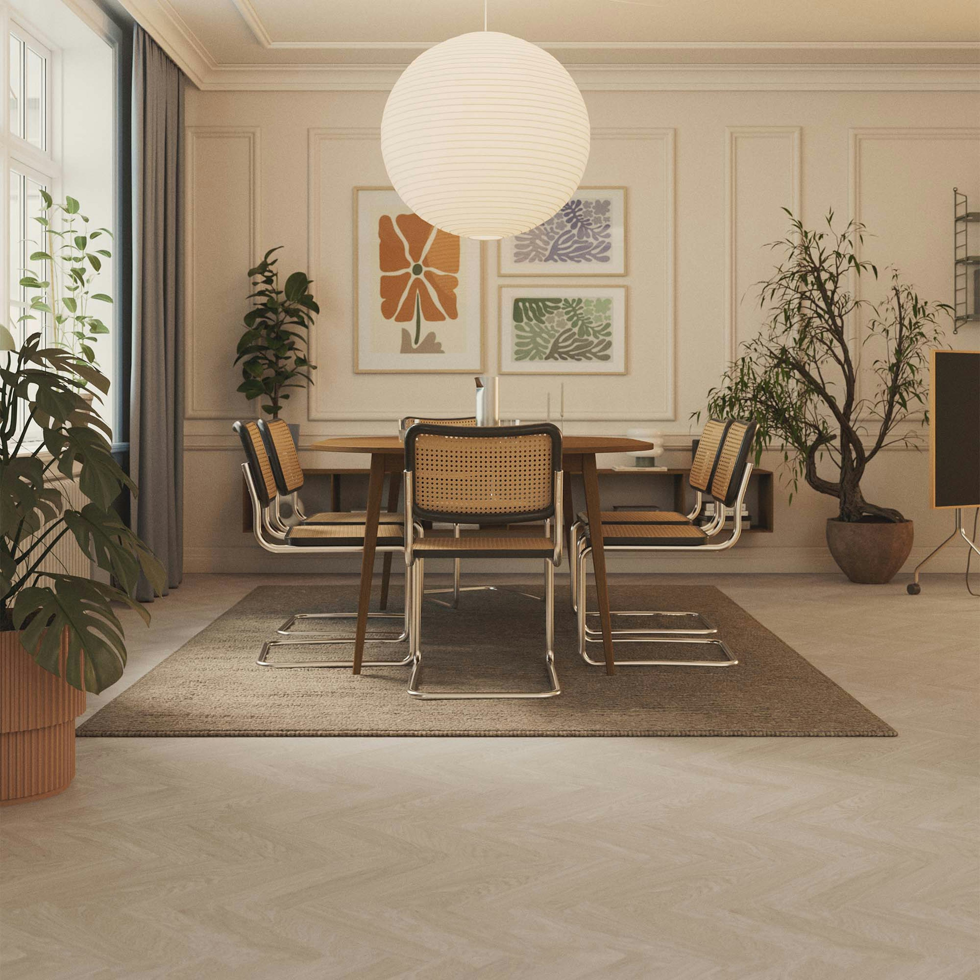 Trägolv Bjelin Härdad Ek Boden Classic Fiskben Powder White