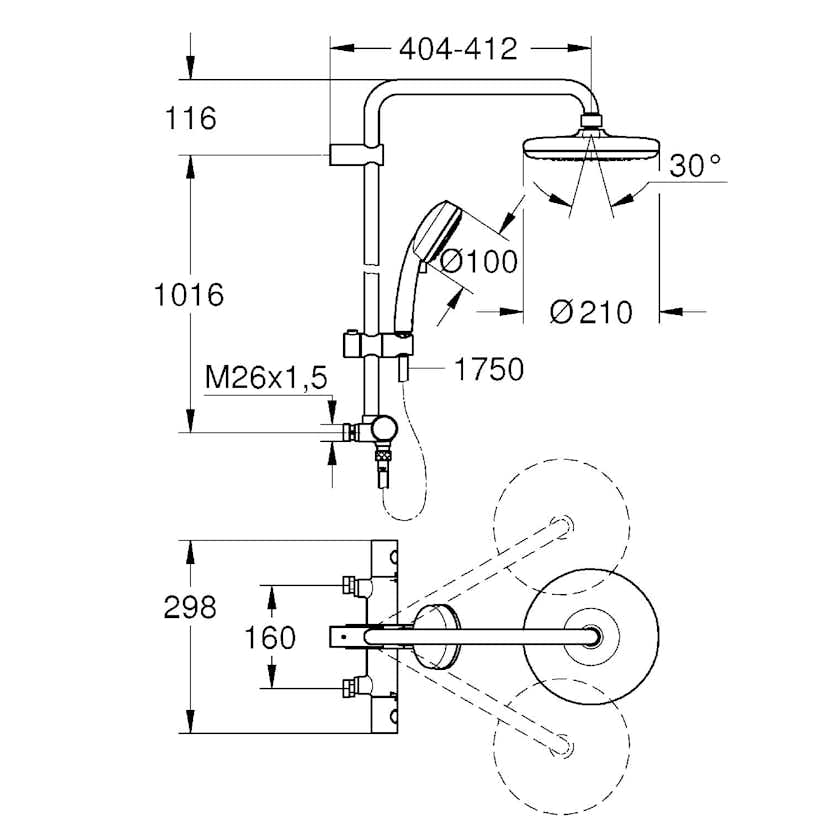 Takduschset Grohe Tempesta Cosmopolitan 210