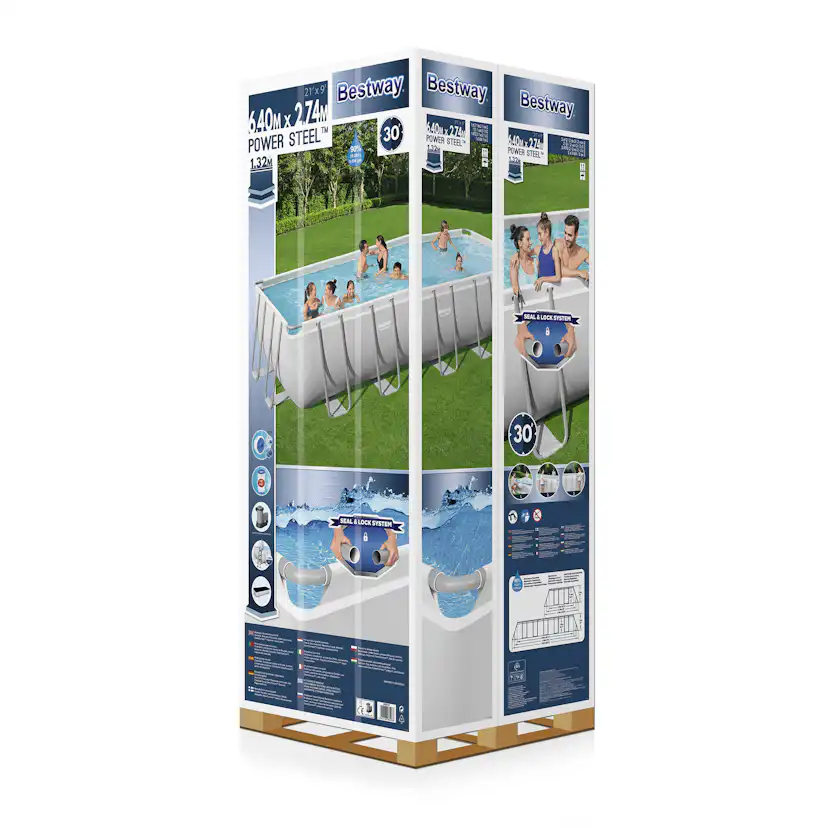 Poolpaket Bestway Power Steel 6,4 x 2,74 m Stålramspool Ovanmark med Filterpump