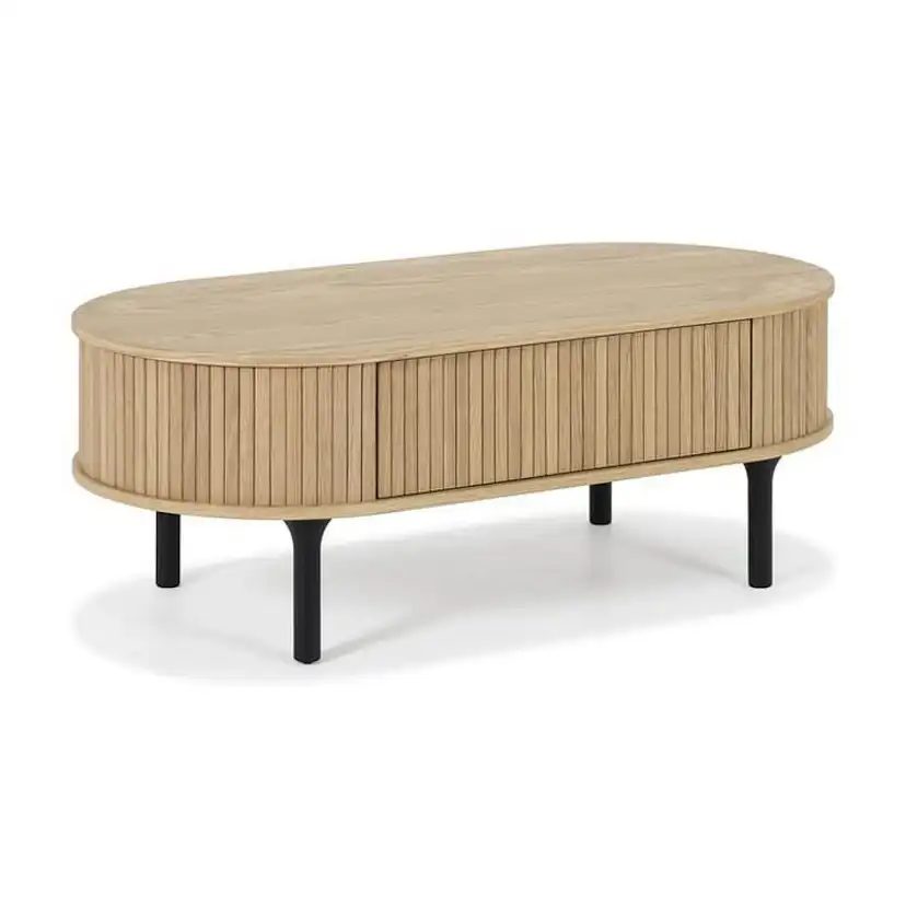 Soffbord In Living Noira Naturfärgad Ovalt Vardagsrumsbord med Förvaring 118cm