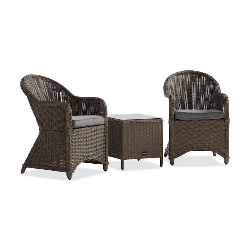 Cafégrupp deNoord Marcus Caféset med 2 Light Fåtöljer i Konstrotting m Dyna