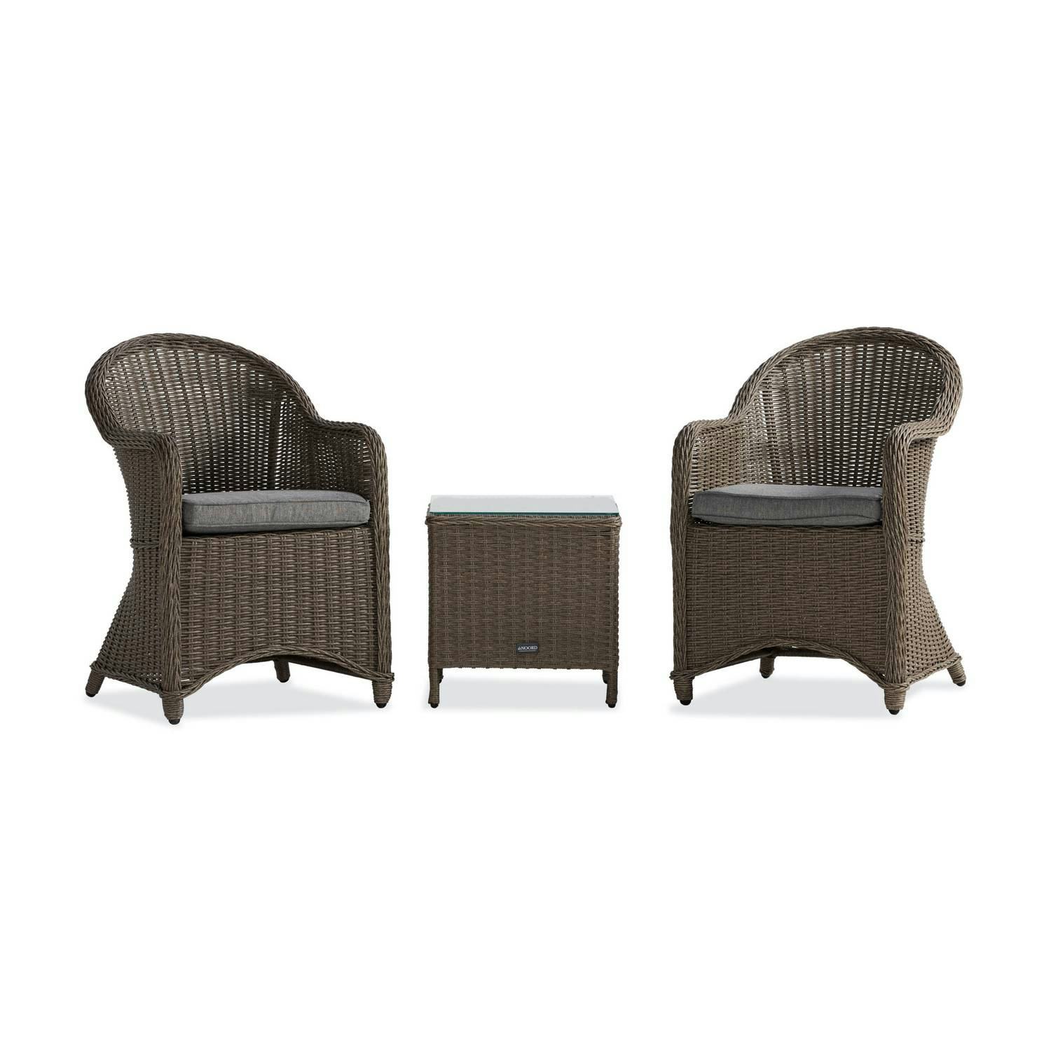 Cafégrupp deNoord Marcus Caféset med 2 Light Fåtöljer i Konstrotting m Dyna