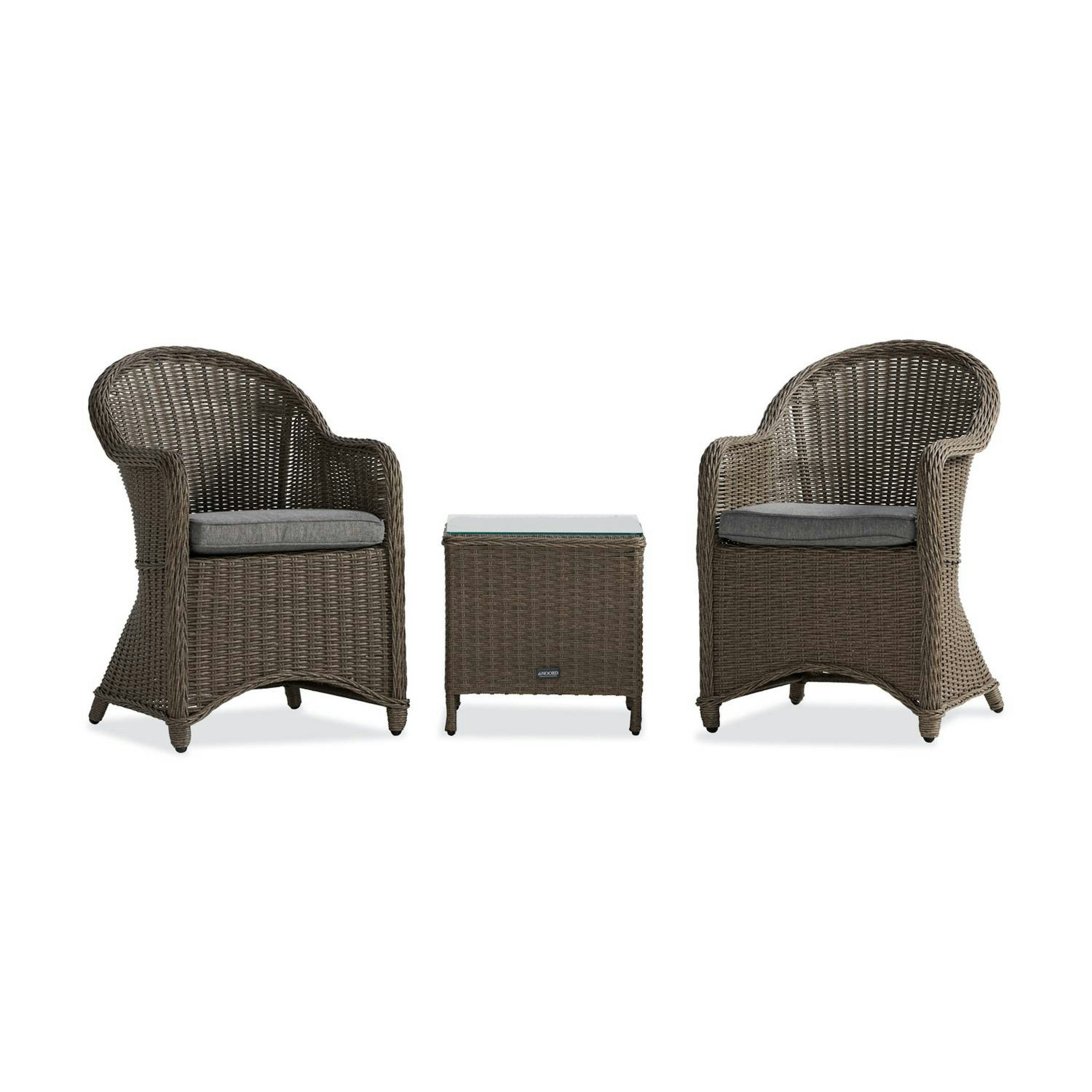 Cafégrupp deNoord Marcus Caféset med 2 Light Fåtöljer i Konstrotting m Dyna