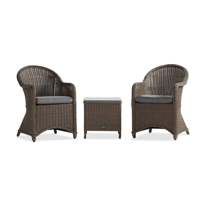 Cafégrupp deNoord Marcus Caféset med 2 Light Fåtöljer i Konstrotting m Dyna