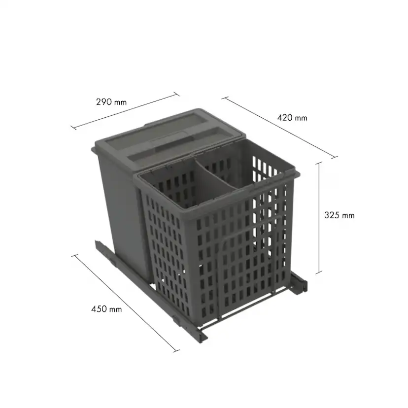 Källsorteringskärhållare Beslag Design Select Basic Eco Mörkgrå
