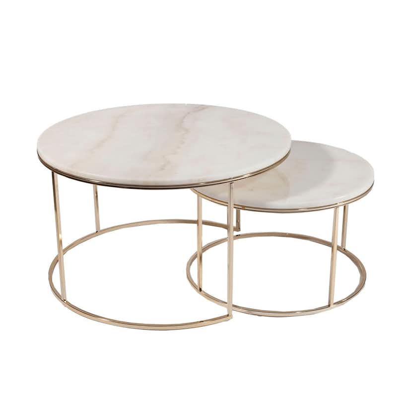 Soffbord Stenexpo Monaco Set Runda Vardagsrumsbord i Marmor & Metall