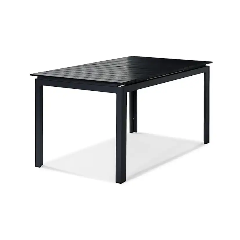 Trädgårdsbord Comfort Garden Tunis, Svart Förlängningsbart Utebord 90x160-220 cm i Aluminium/Aintwood