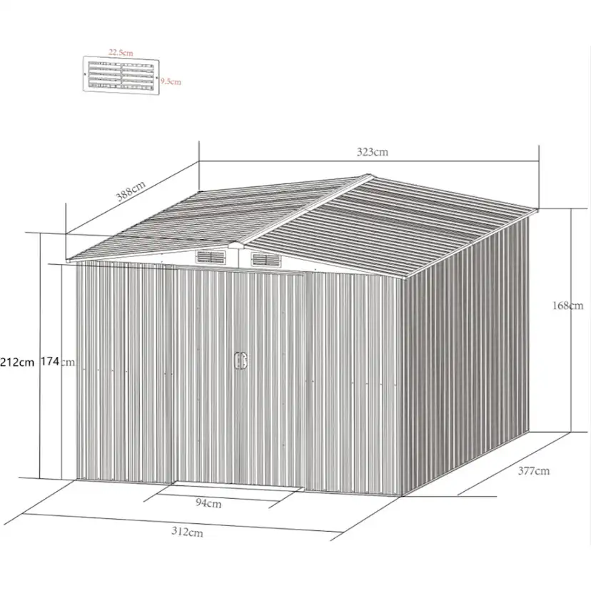 Redskapsbod Metalcraft 12,5 m² Förråd med Bas Svart