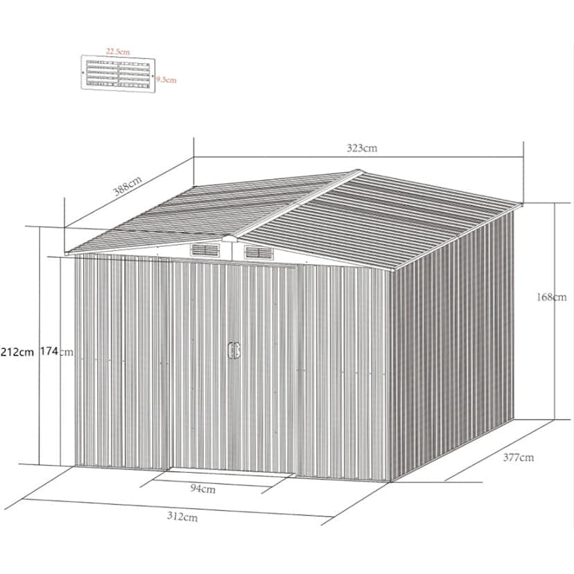 Redskapsbod Metalcraft 12,5m² Förråd med Bas Vit