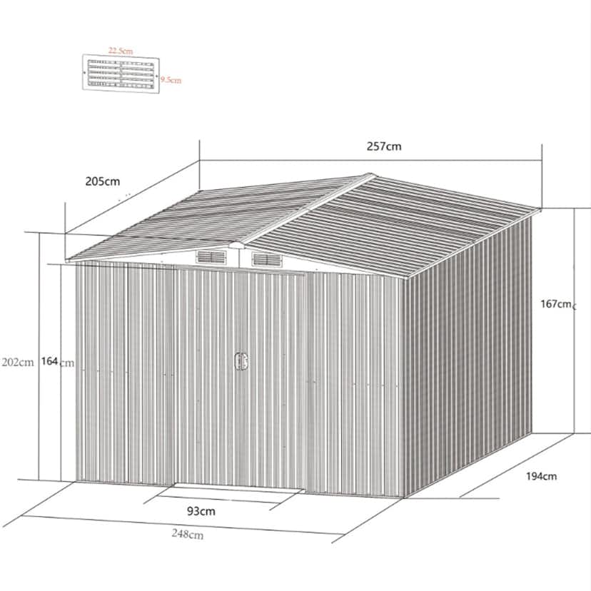 Redskapsbod Metalcraft 5,3m² med Dubbel Skjutdörr