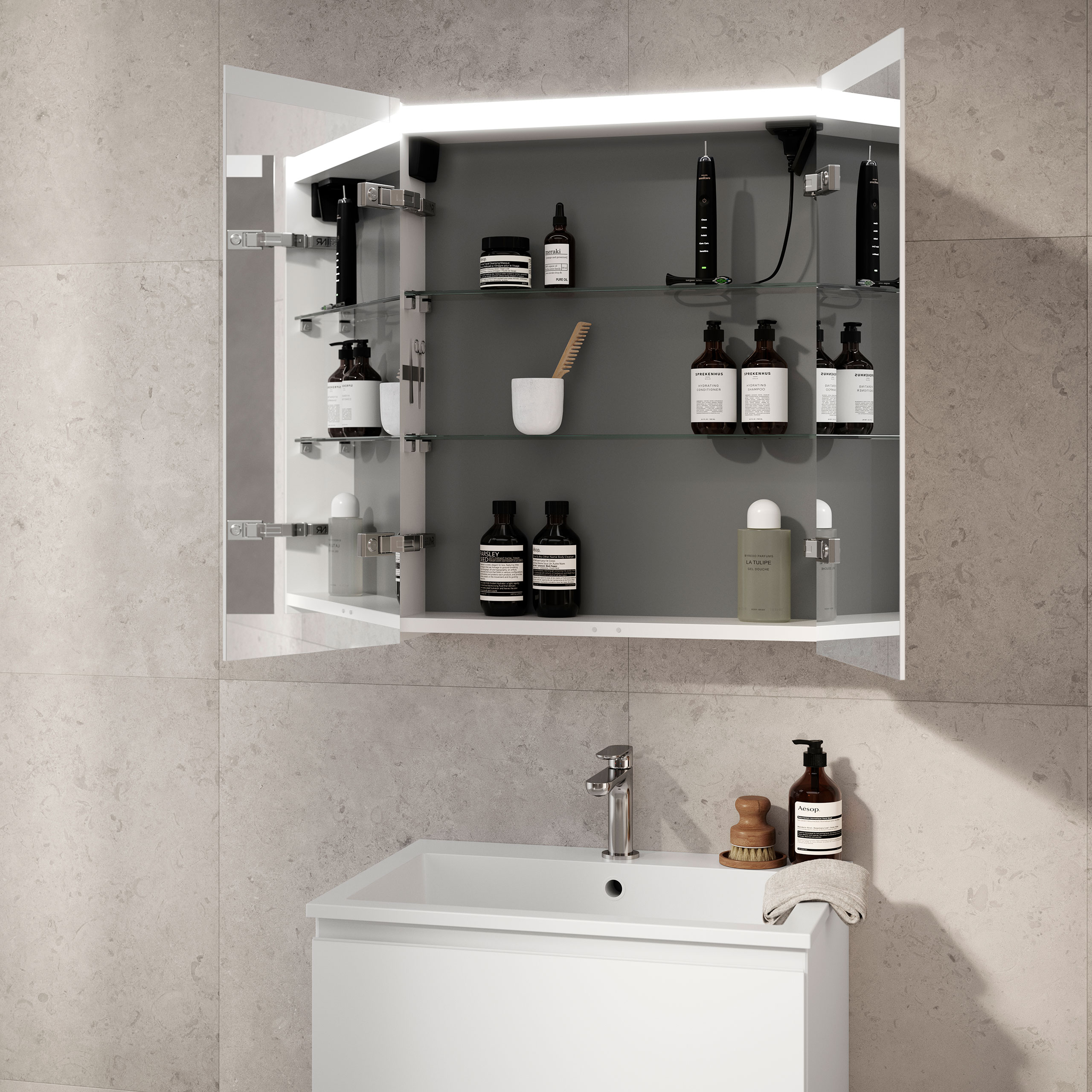 Möbelpaket INR Viskan Grip med Tvättställ och Spegelskåp Stage