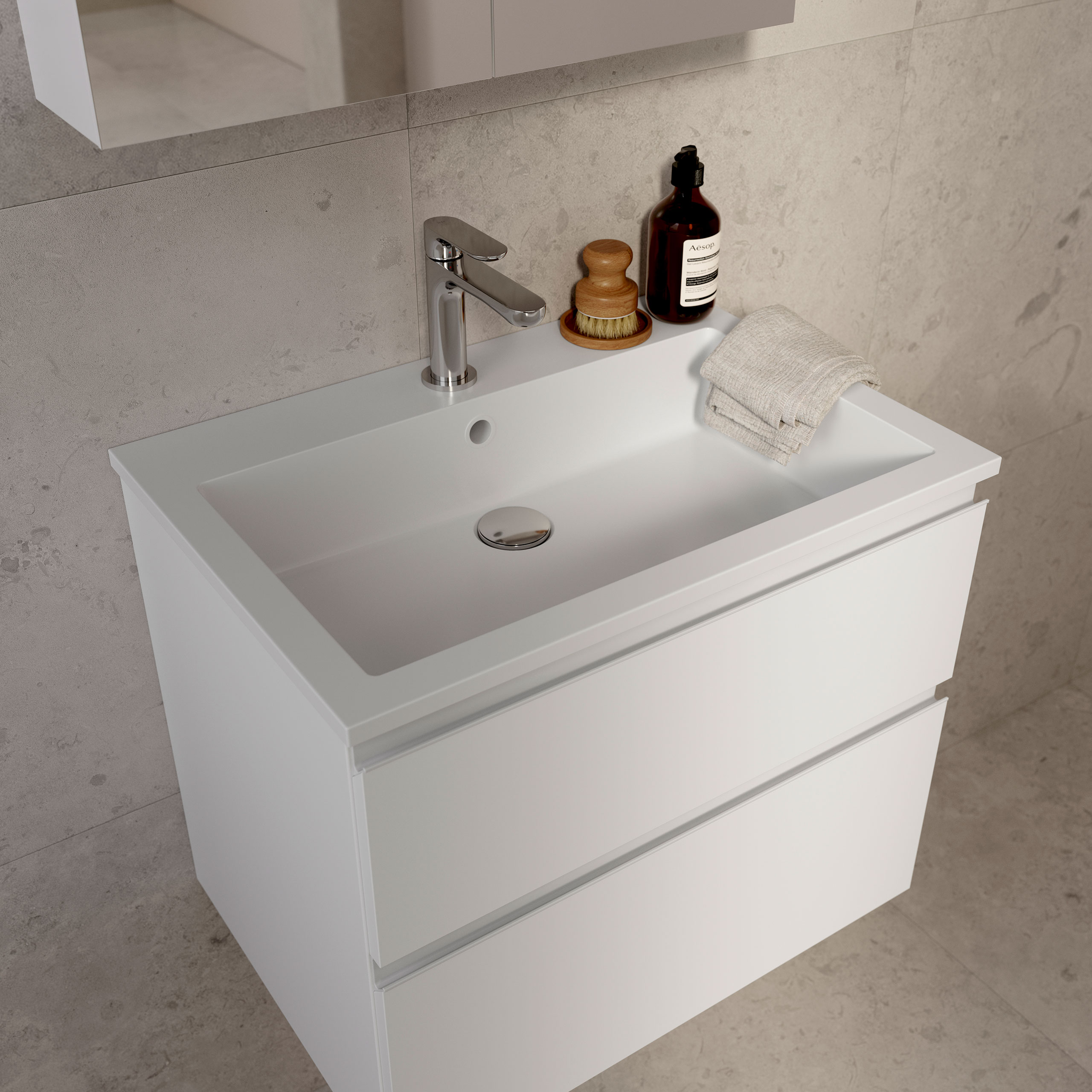 Möbelpaket INR Viskan Grip med Tvättställ och Spegelskåp Stage