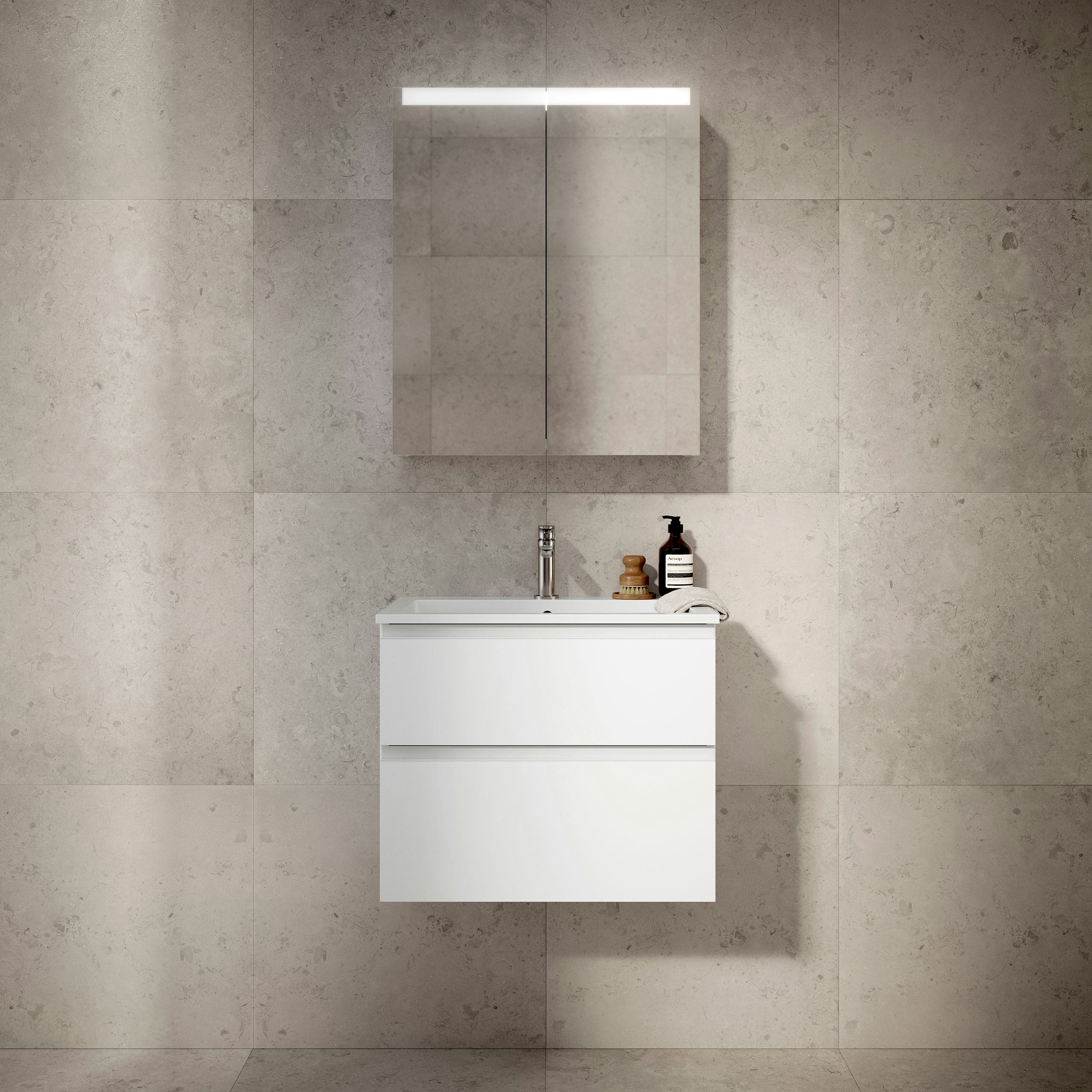 Möbelpaket INR Viskan Grip med Tvättställ och Spegelskåp Stage