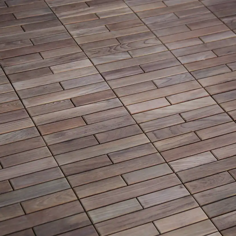 Trall Teak Deltaplattan Strand Stainless 30x30 Typ K Vänster