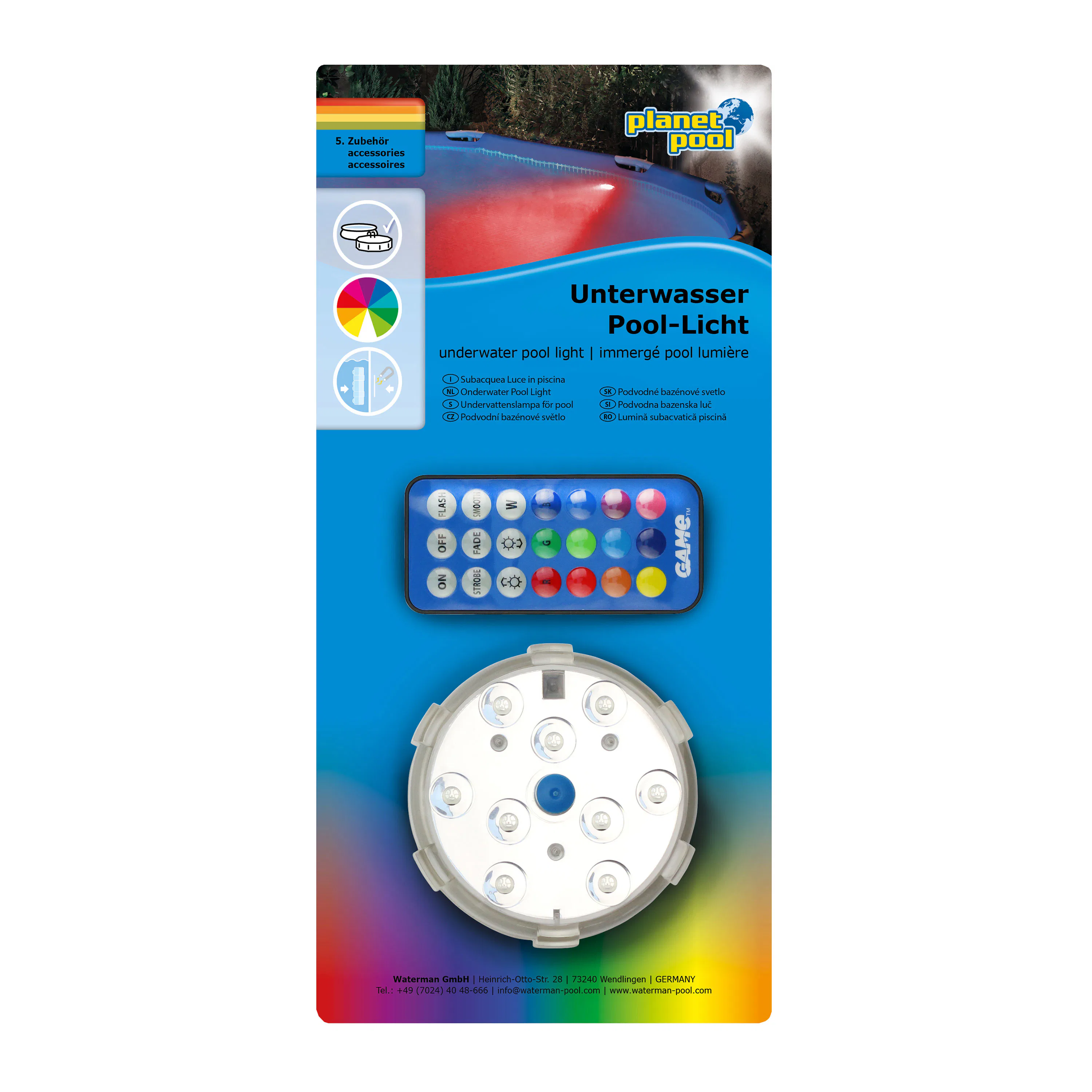 Poolbelysning Planet Pool RGB Flerfärgad Undervattensbelysning