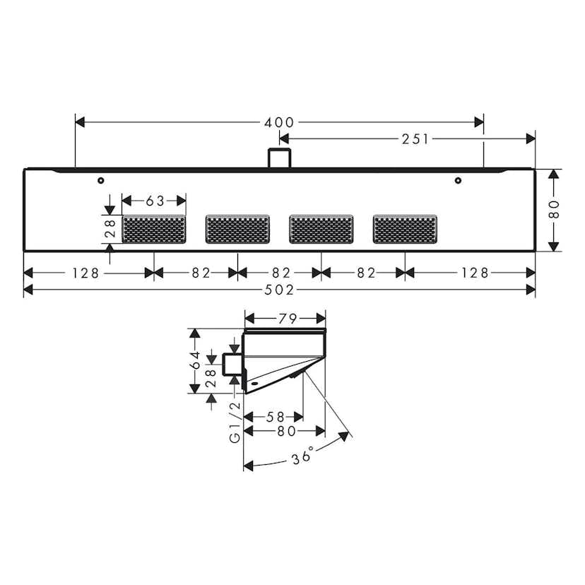 Axeldusch Hansgrohe Rainfinity 500 1jet med Hylla