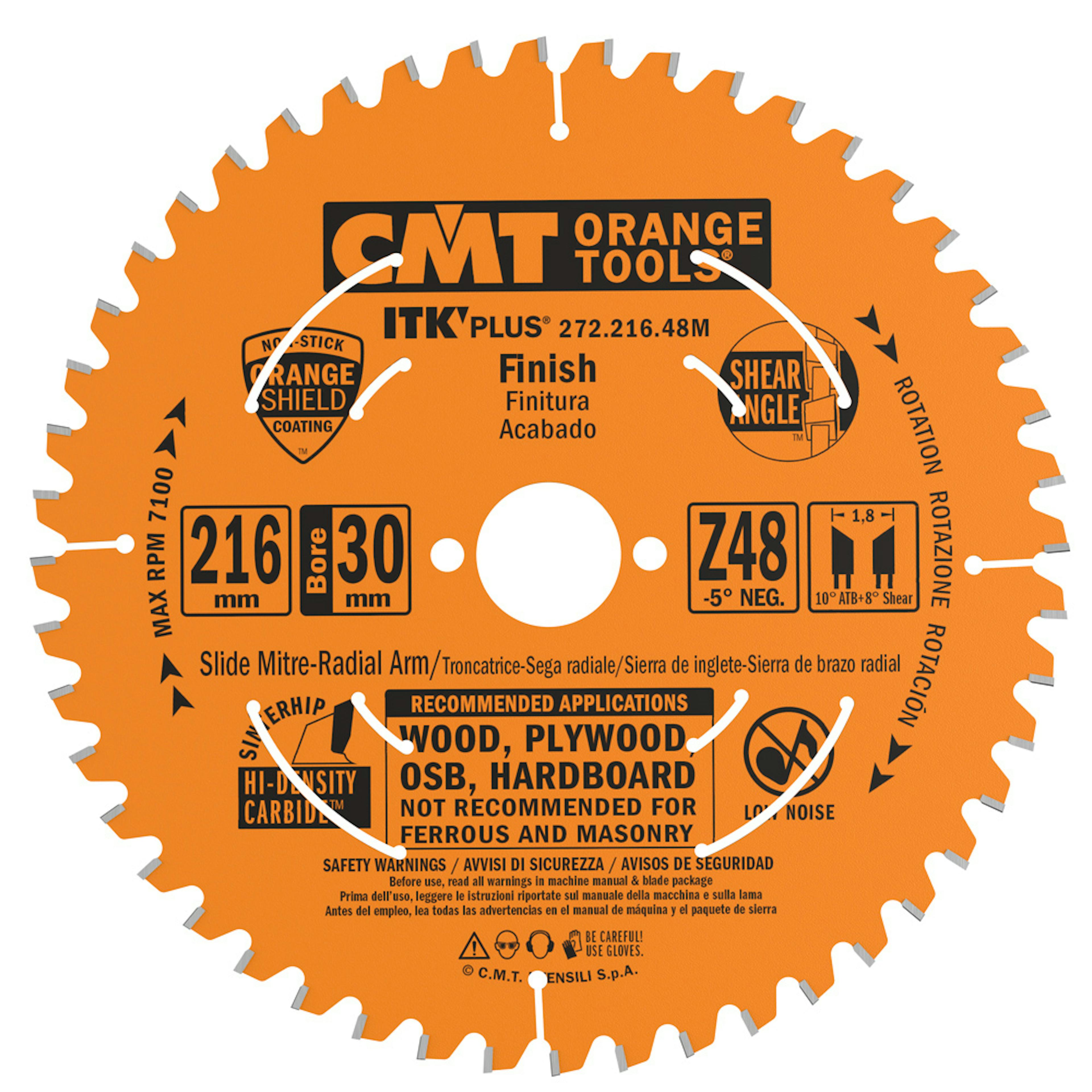Sågklinga CMT Orange Tools ITK-Plus Kapning 216x1,8x30 T48 W Neg