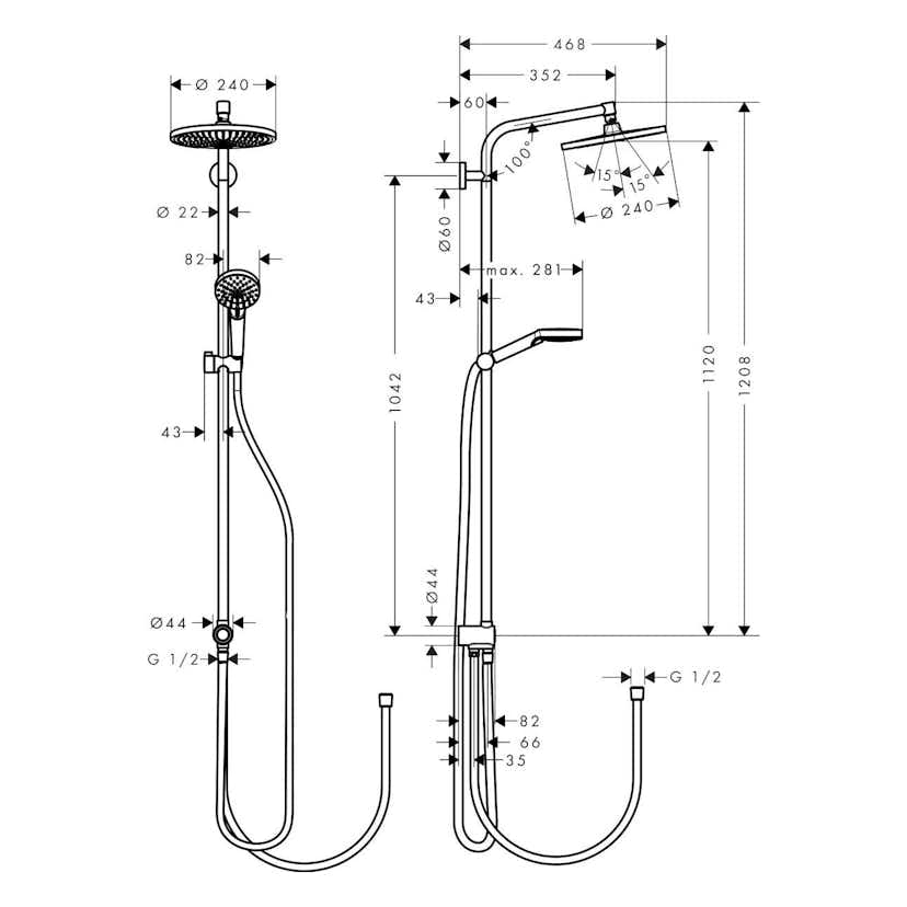 Takduschset Hansgrohe Crometta S Showerpipe 240 1jet